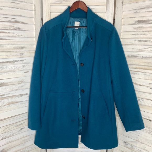 J. JILL Berkshires Coat Peacock Blue Peacoat XL - Picture 9 of 9